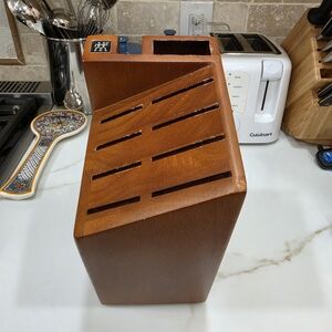 ZWILLING J.A. Henckels Wood Knife Block in Brown with Blue Accents